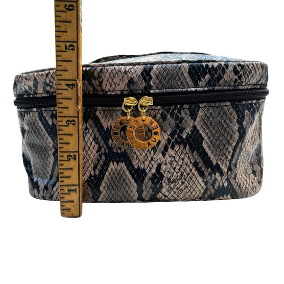ESTEE LAUDER Faux Snake Skin Leather Train Vanity Travel Cosmetic Makeup Bag - Picture 7 of 8